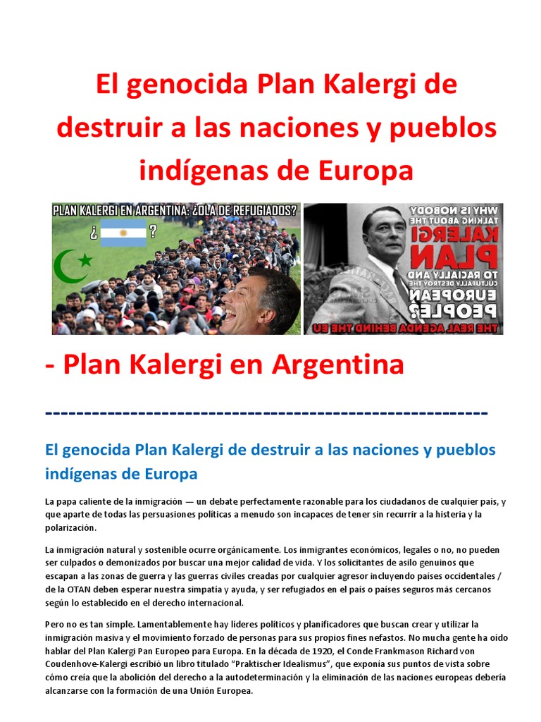 El Genocida Plan Kalergi de Destruir A Las Naciones y Pueblos Indígenas de Europa | PDF ...