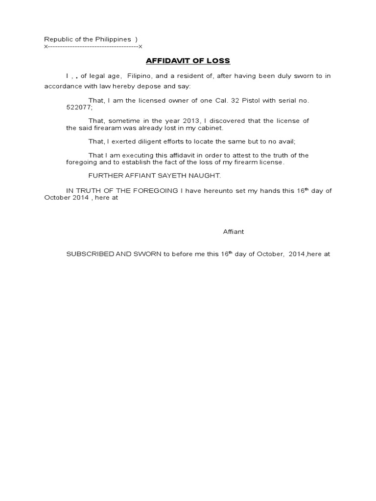 Lost Firearm | PDF | Legal Communication | Affidavit