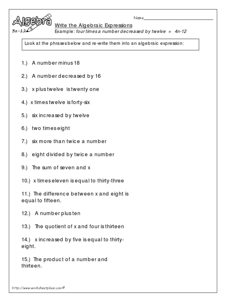 Translate Algebraic Expression 3