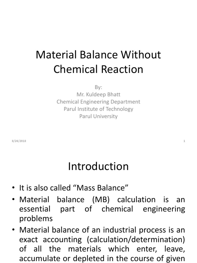 Material Balance Without Chemical Reaction. | PDF | Solution | Distillation