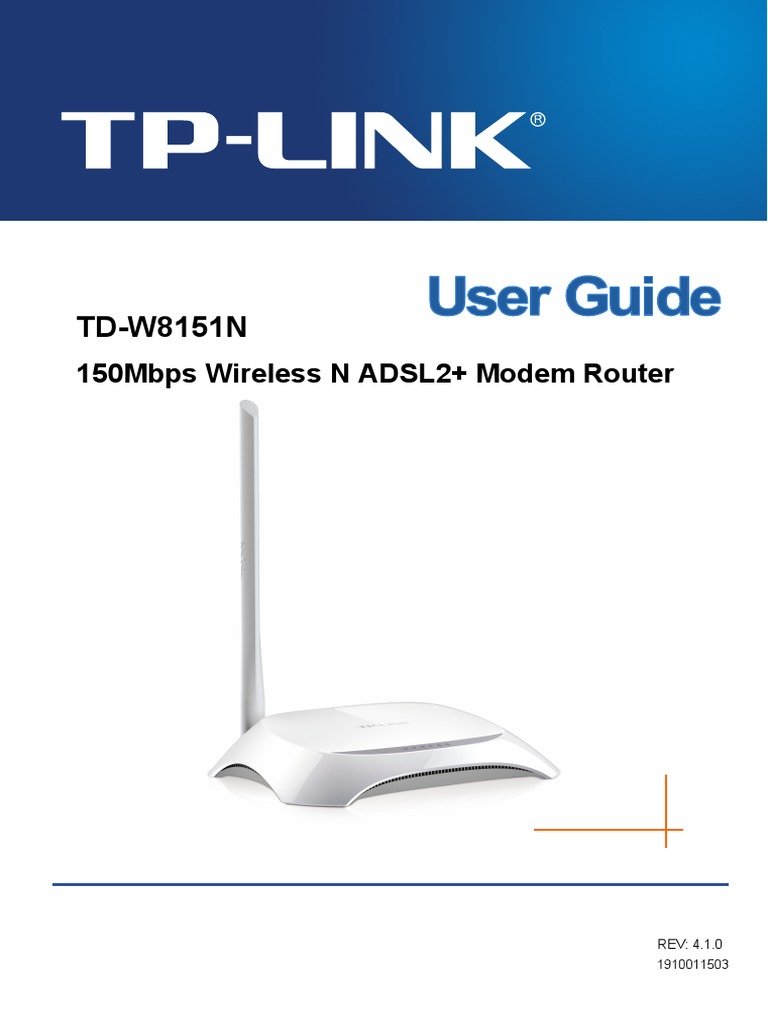 TD-W8151N: 150Mbps Wireless N ADSL2+ Modem Router | PDF | Ip Address ...