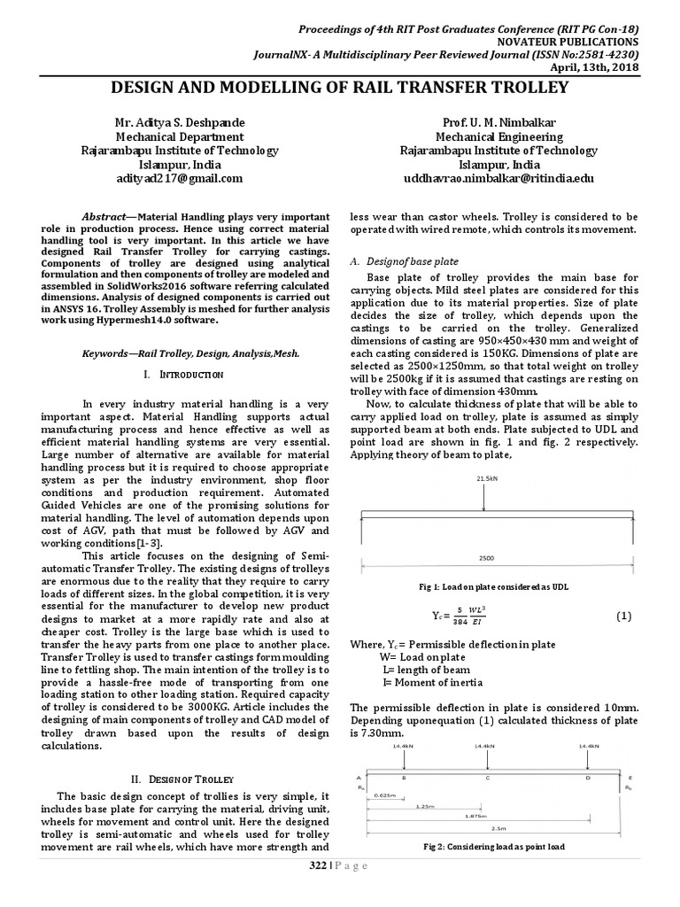 JournalNXRail Trolley Design PDF Bearing (Mechanical) Bending