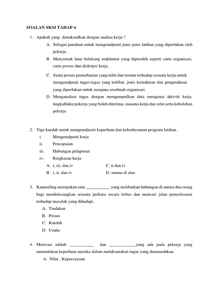 Soalan Skm Tahap 4 Pdf