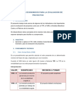 Indicadores Economicos para La Evaluacion de Proyectos