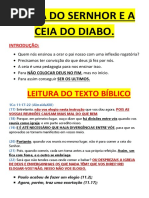 Ceia Com Deus Ou Ceia Do Diabo