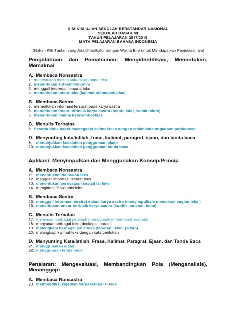 Bahan Usbn Bahasa Kisi 2018 Pdf