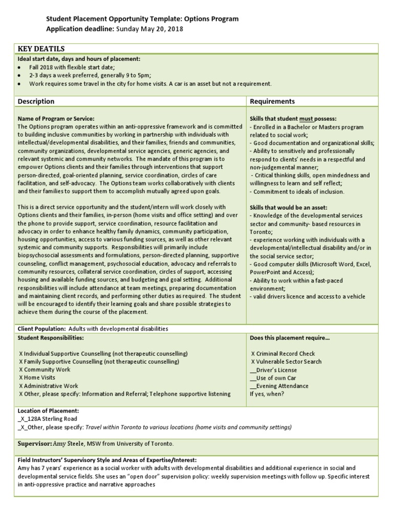 Student Placement in Options Program | PDF | Community | Inclusion ...