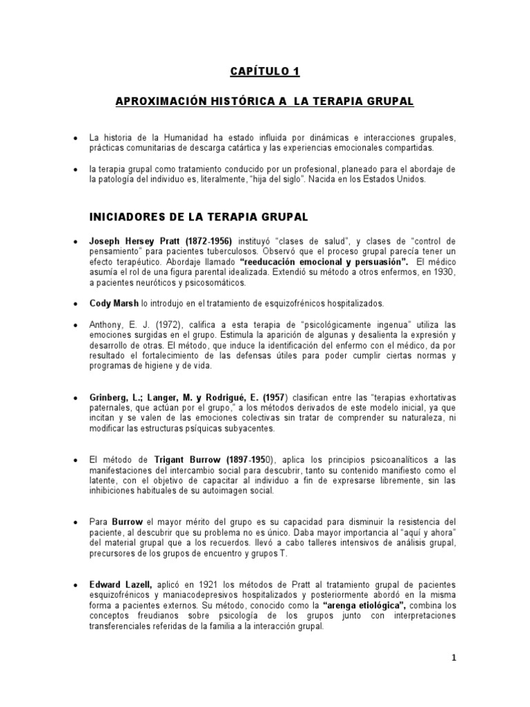 Resumen Libro Bases Terapia De Grupo Cap 1 2 4 6 7 Isabel Diaz Portillo