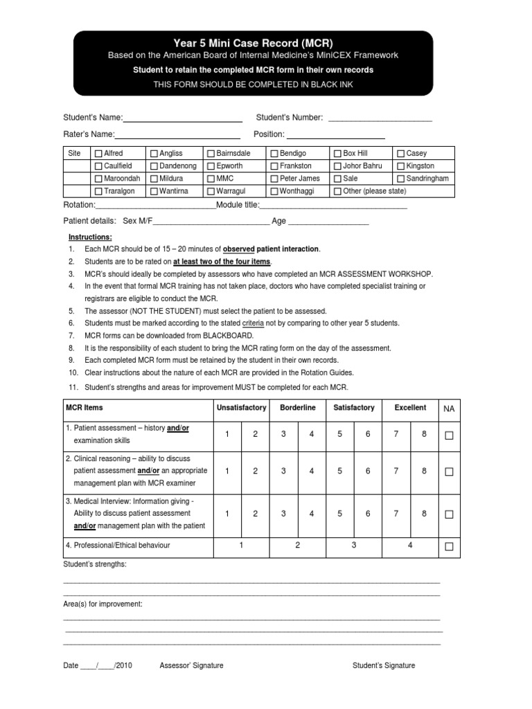 Year 5 Mini Case Record Guidelines | PDF | Medical Diagnosis | Medicine