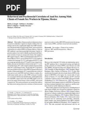 Behavioral And Psychosocial Correlates Of Anal Sex Among Male Pdf Sexual Intercourse Anal Sex