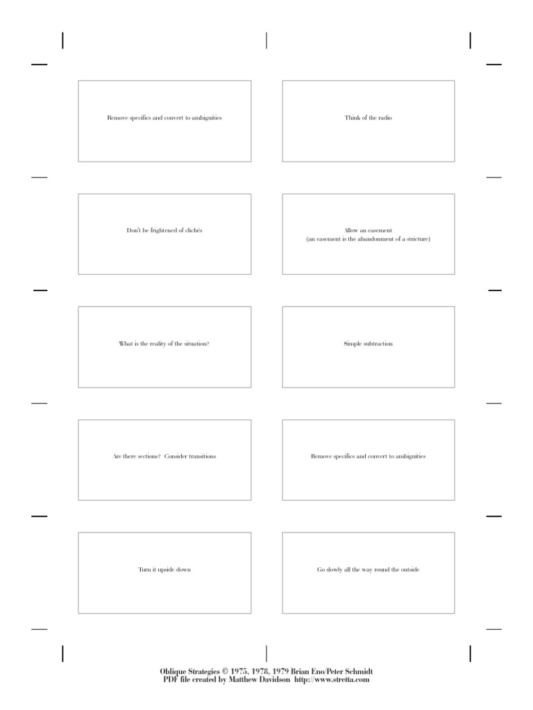 Oblique strategies cards pdf