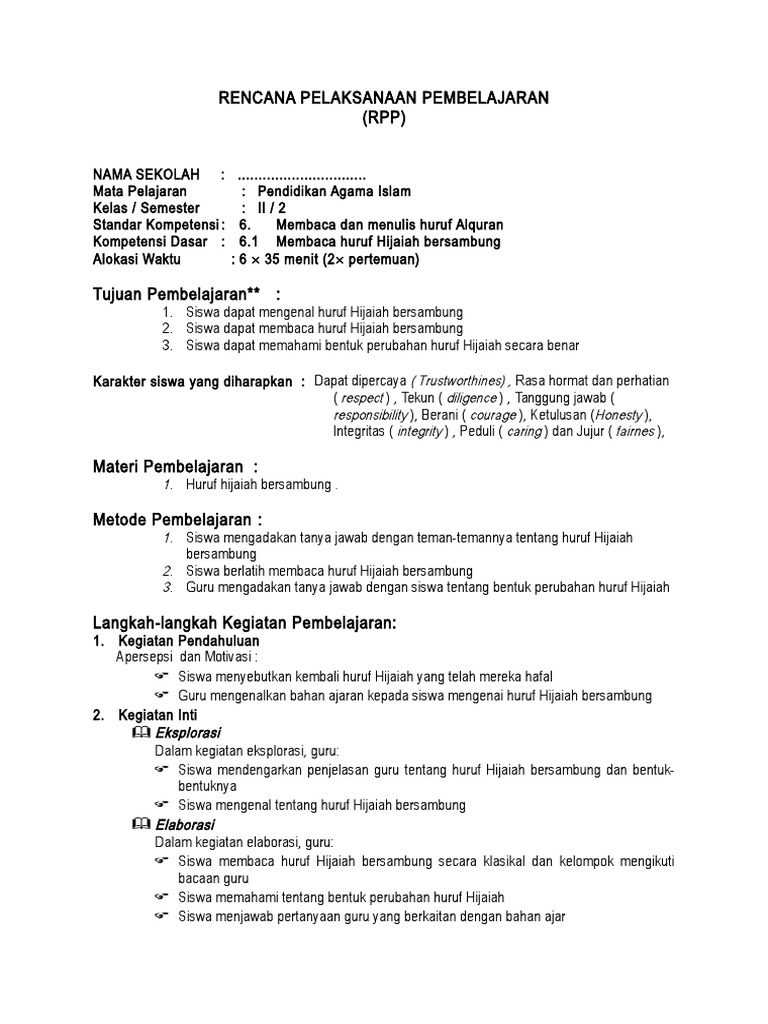Rpp Pai Kelas 2 Semester 2 Doc