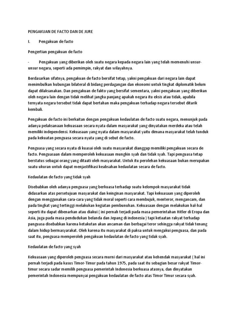Pengakuan de Facto Dan de Jure PDF