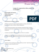 Guía lectura El mercader Venecia consignas comprensión crítica, producción y conexión disciplinas