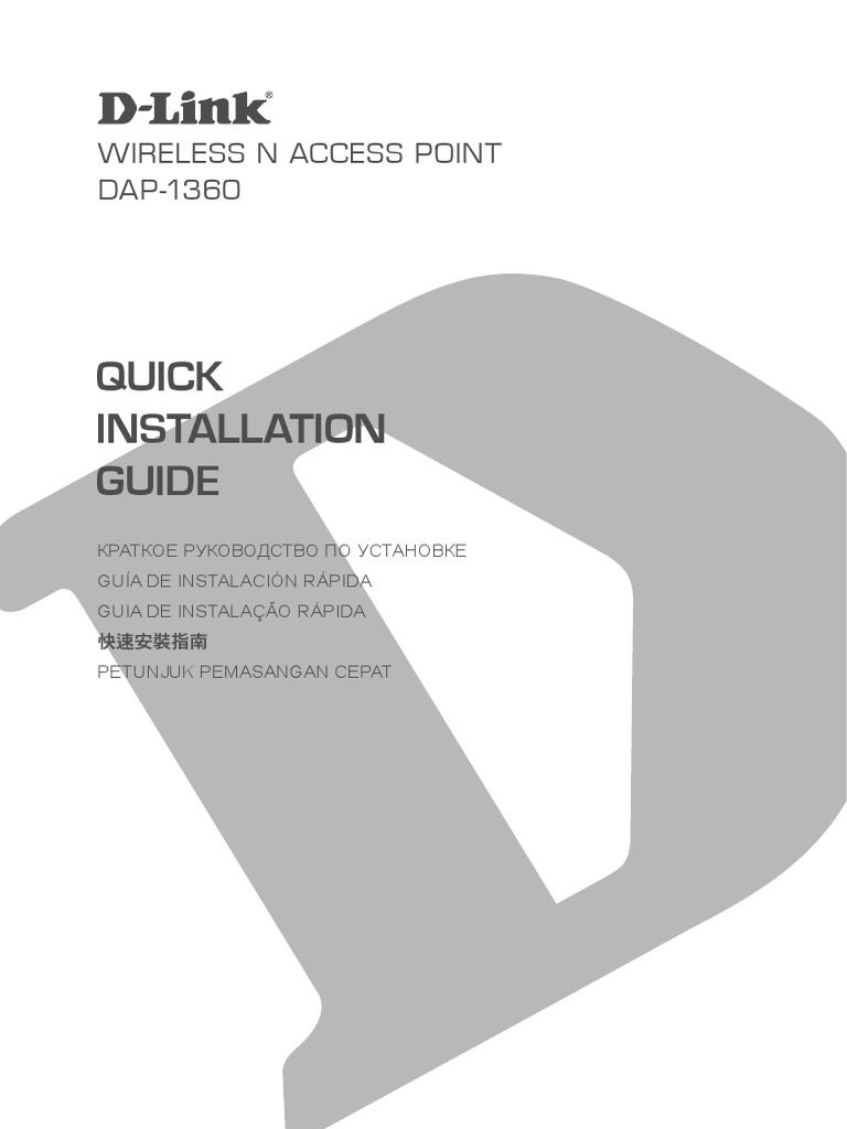 Quick Installation Guide: Wireless N Access Point Dap-1360 | PDF | Business