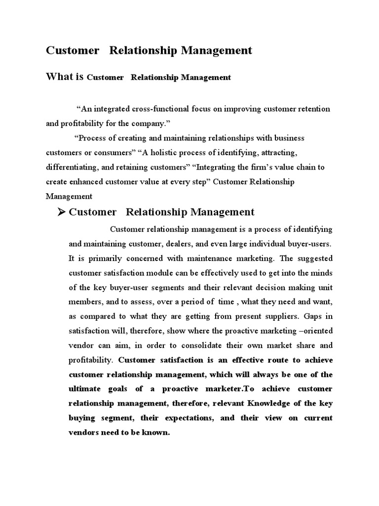 Understanding Customer Relationship Management | PDF | Customer ...