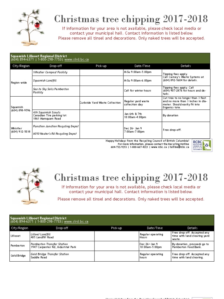 Christmas Tree Chipping 20172018 Squamish Lillooet Regional District