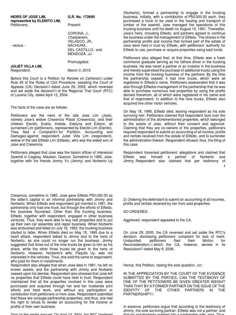 Chairperson heirs of jose lim represented by elenito lim g r no