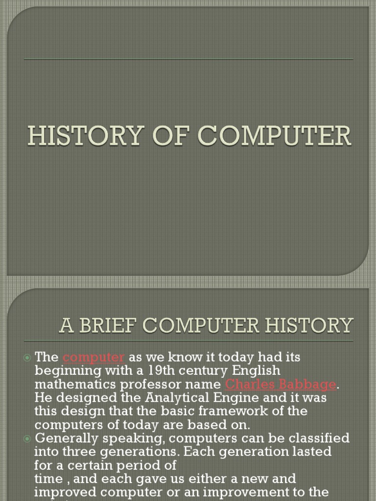 History of Computer PDF Integrated Circuit Computer Architecture