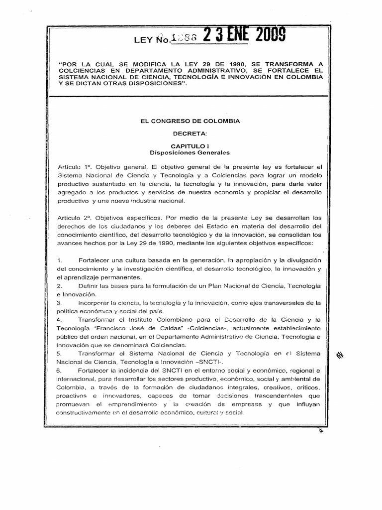 Ley 1286 2009 PDF | PDF | Innovación | Competitividad