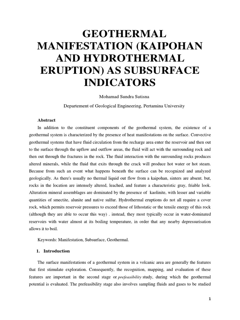 Geothermal Indicators: Kaipohan & Eruptions | PDF | Petroleum Reservoir ...