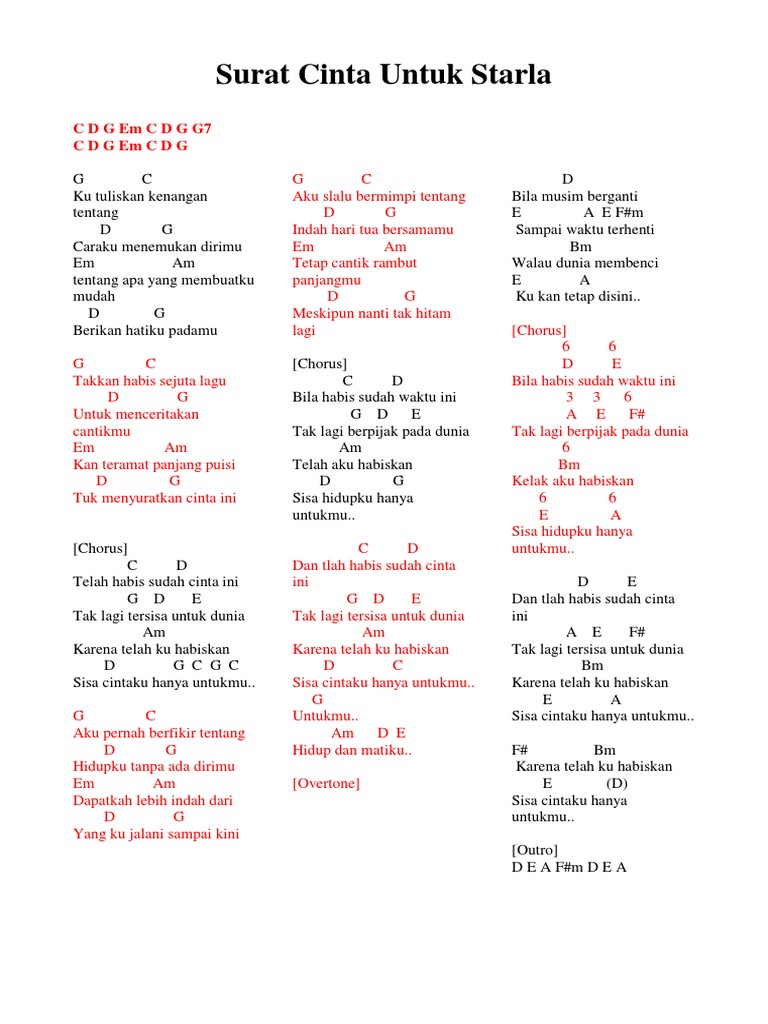 Chord Surat Cinta Untuk Starla Pdf