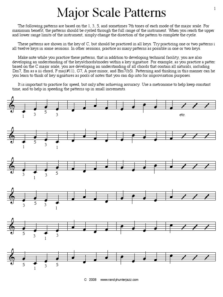 Major Scale Patterns PDF PDF Chord (Music) Scale (Music)