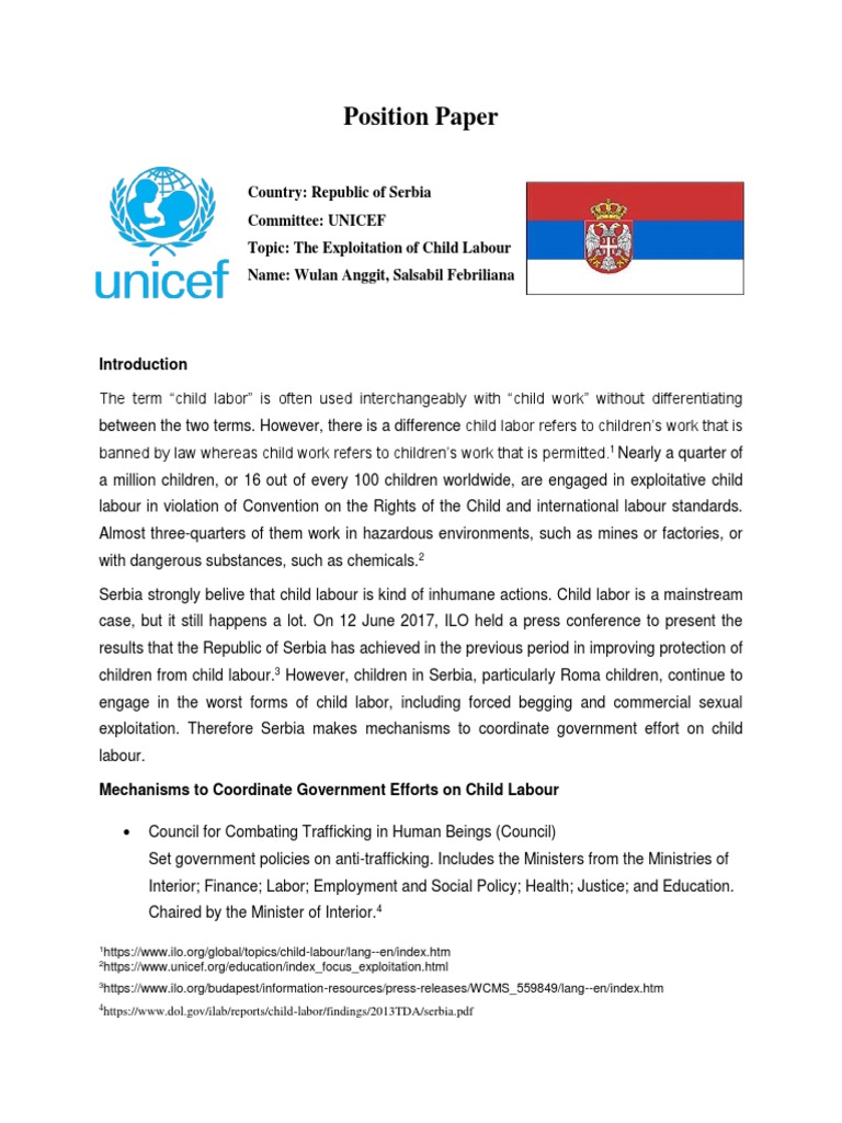 Position Paper | PDF | Human Trafficking | Child Labour