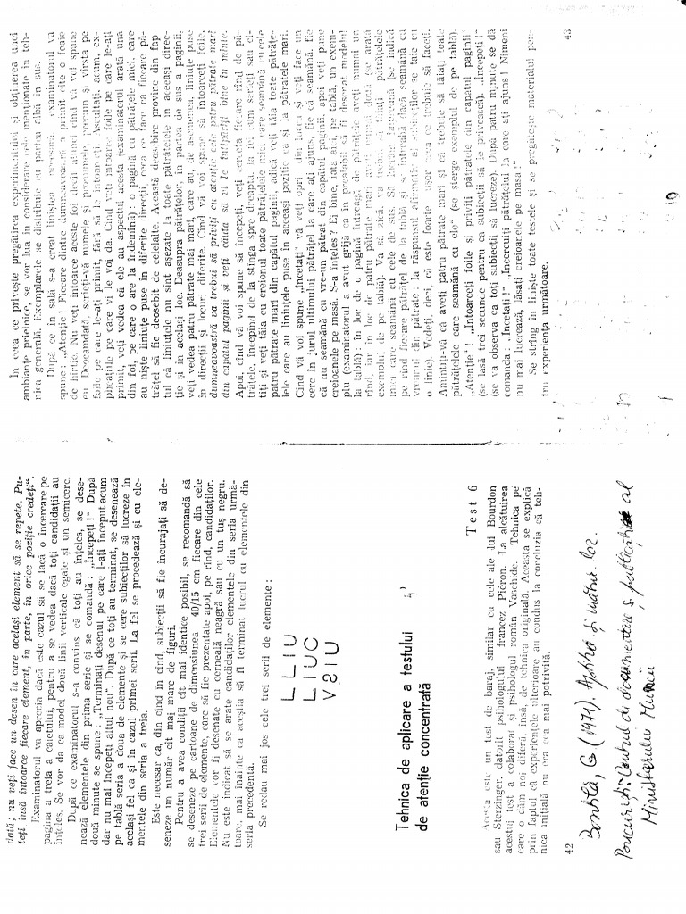 Tehnica de Aplicare A Testului de Atentie Concentrata PDF | PDF