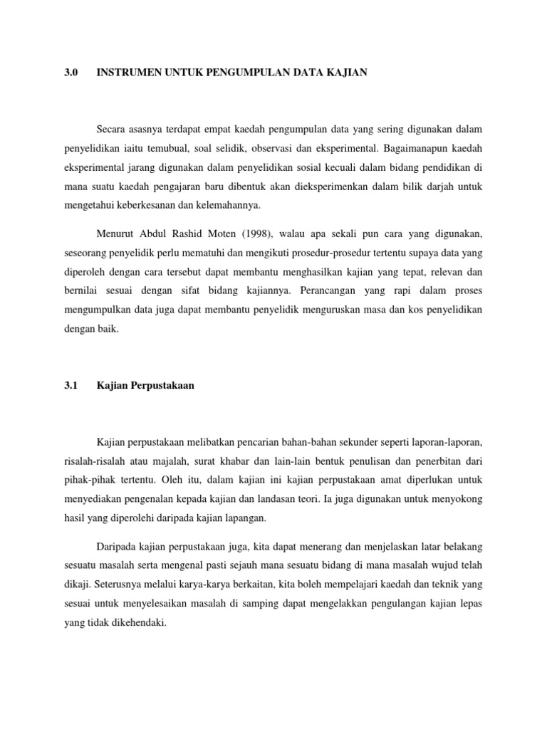 2 Instrumen Untuk Pengumpulan Data Kajian Pdf