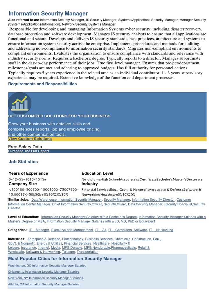 Information Security Manager | PDF | Computer Security | Security