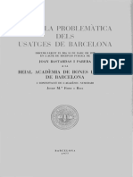 Sobre La Problemàtica Dels Usatges de Barcelona