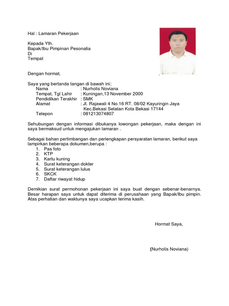 Download 89+ Contoh Surat Surat Lamaran Kerja Pdf Terbaru Gratis