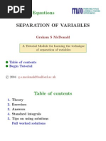 Ordinary Differential Equations Separation Variables