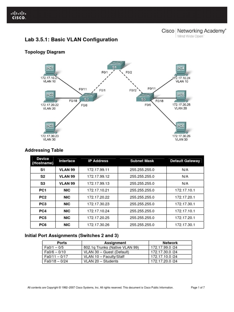 Lab3.5.1.1 Basic VLAn Configuration | PDF | Cisco Certifications ...