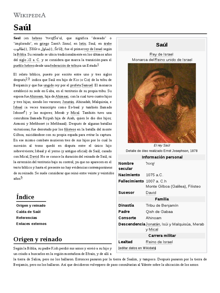 Saúl | PDF | Saulo | Pueblo bíblico