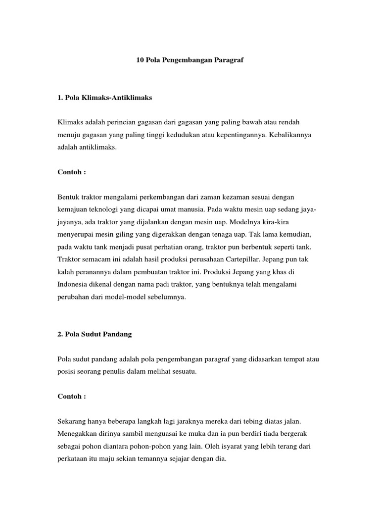 10 Pola Pengembangan Paragraf