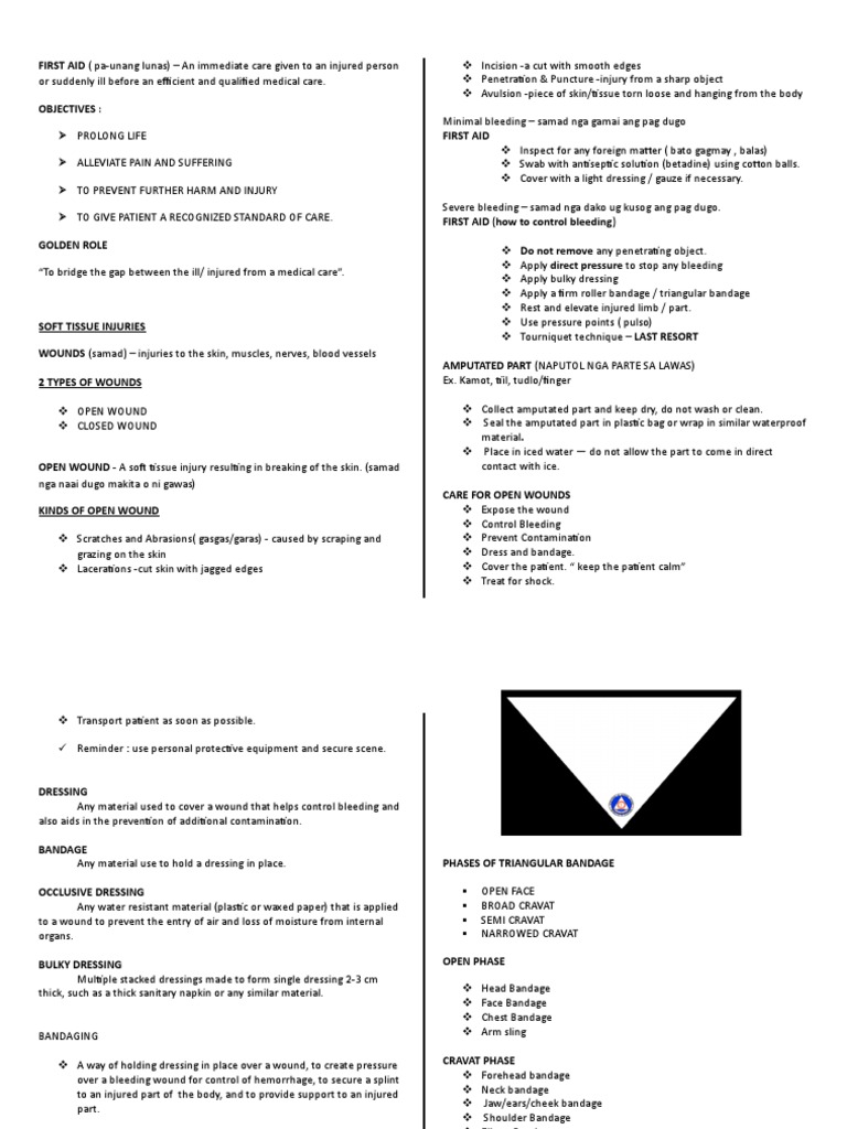 First Aid Handout PDF Wound Bone