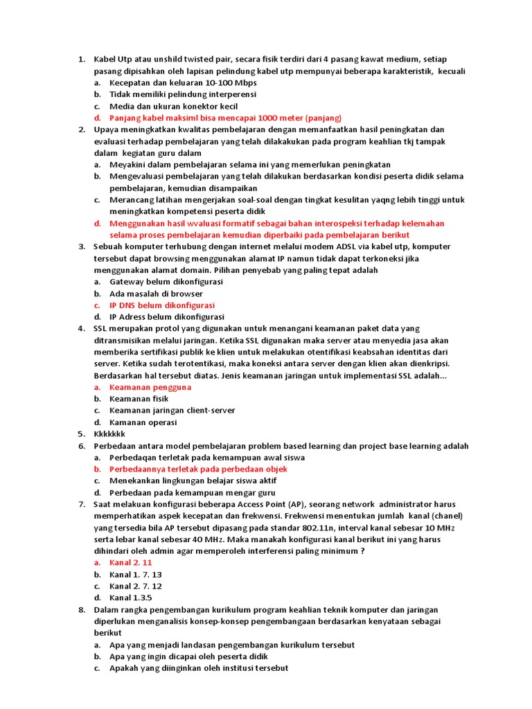 Soal Soal Utn Tkj Docx