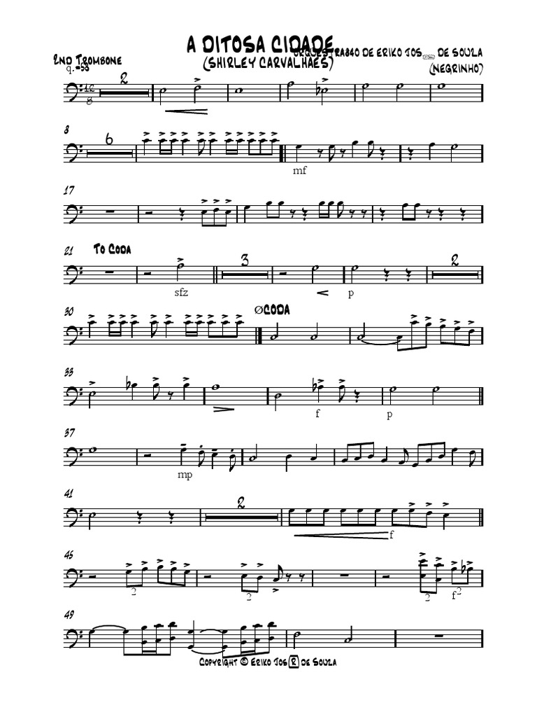 A - DITOSA - CIDADE - (SHIRLEY - CARVALHAES) 2nd Trombone PDF | PDF
