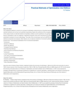 Practical Methods of Optimization 2nd Edition: Book Information Sheet Book Information Sheet