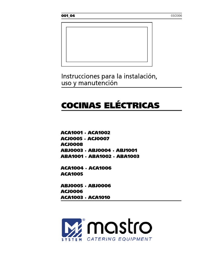 Cocinas Eléctricas: Instrucciones para la instalación, uso y