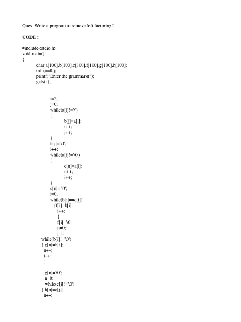 Remove Left Factoring