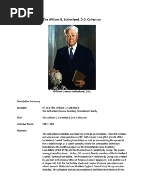 William G. Sutherland Collection Overview | PDF | Manual Therapy