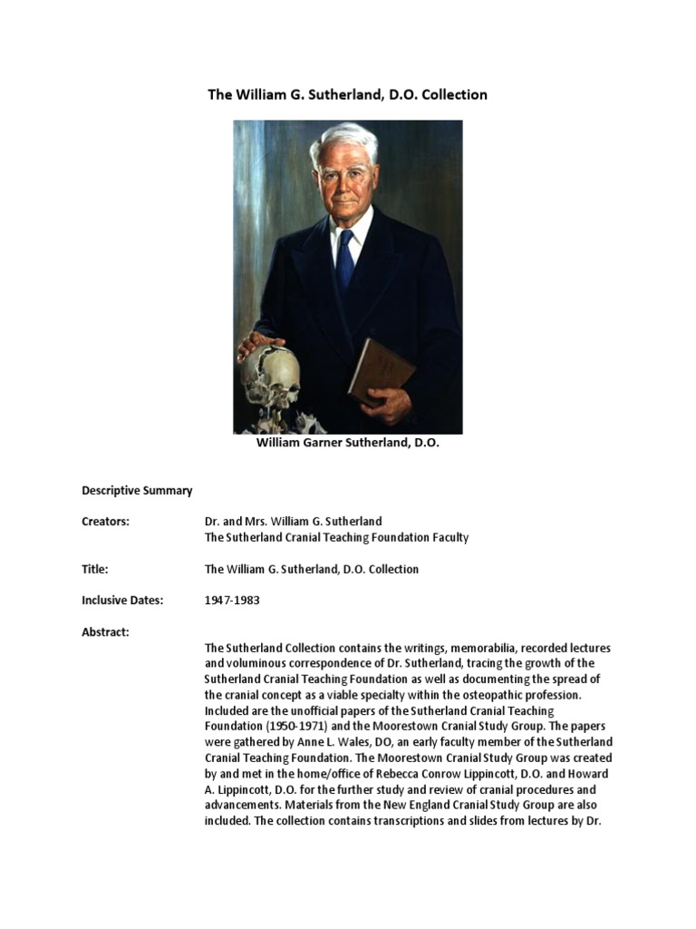 The William G. Sutherland, D.O. Collection | PDF | Manual Therapy