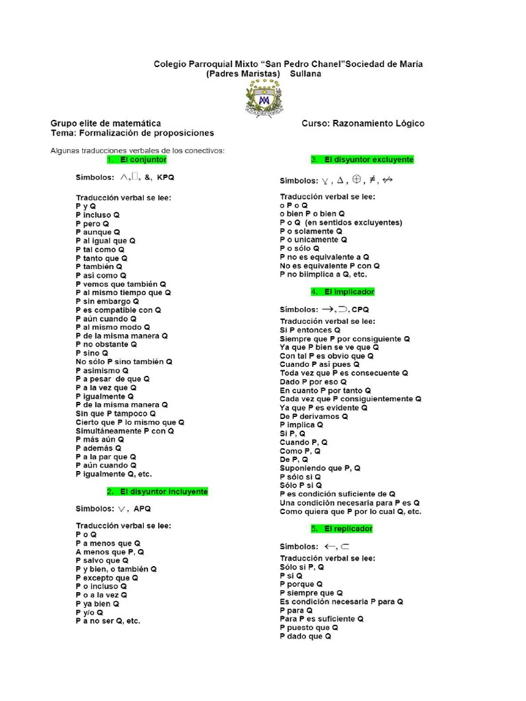 Formalizacion De Proposiciones Pdf