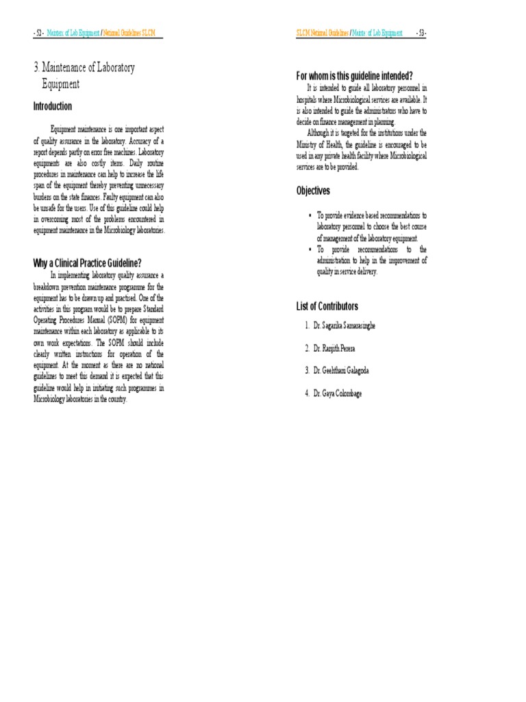 Maintenance of Laboratory Equipment PDF | PDF | Laboratories | Refrigerator