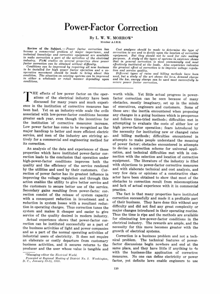 PowerFactor Correction Review of The Subject. Poiver Factor