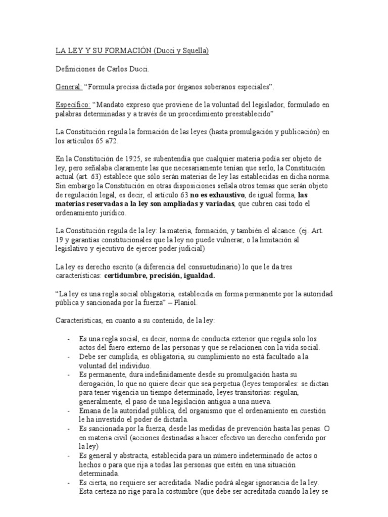 Formación y características de la ley | PDF | Estatuto | Constitución