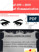 PLAC 029 - 2015 Non-Verbal Communication: Prepared by Prof. Margarita Villalón Ormeño